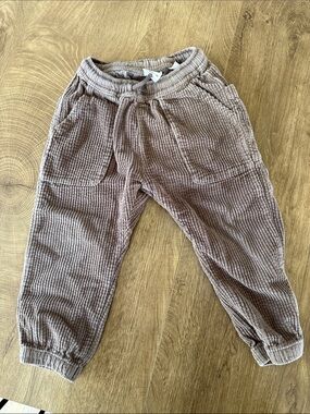 Zara Kids Corduroy Jogger Pants in Taupe Brown